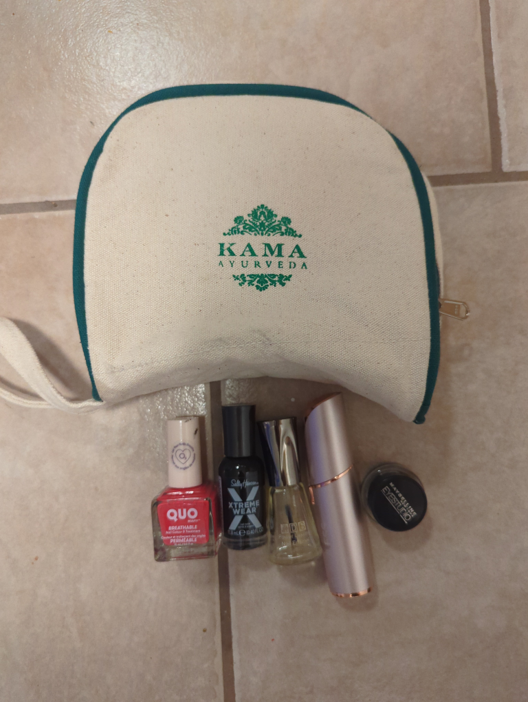 makeup bag with nail polish