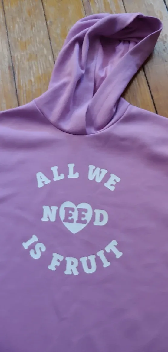 #freecycle#Light purple 'All We Need Is Fruit' Hoodie thumbnail