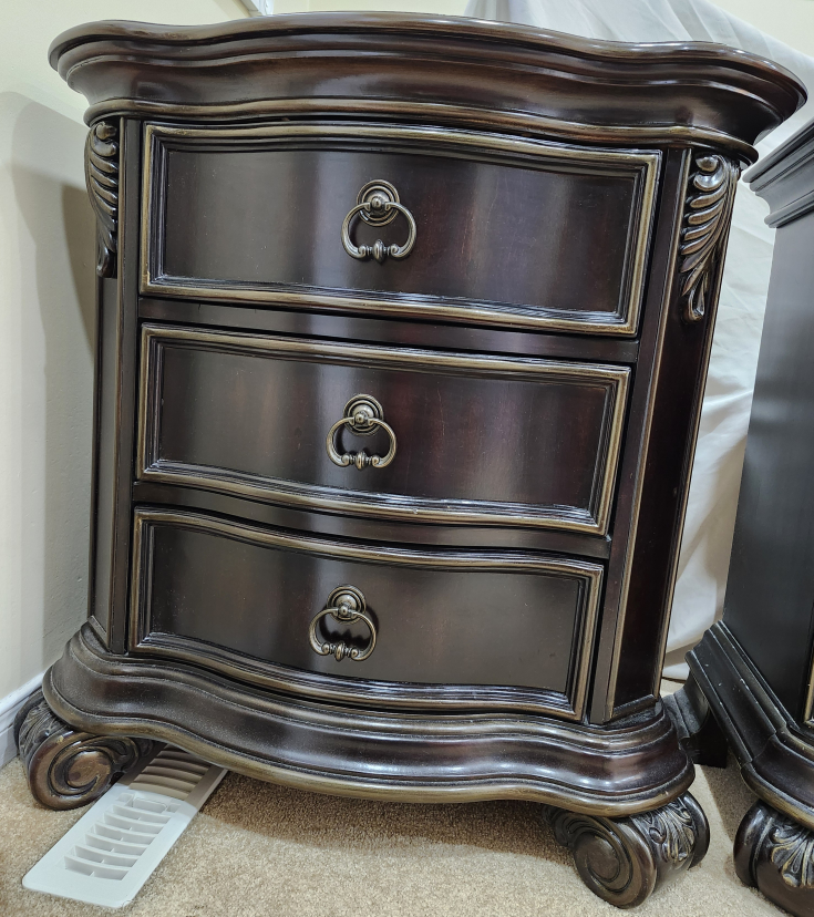 European Style Dark Brown 2 Nightstands and Chest/Dresser - photo 3