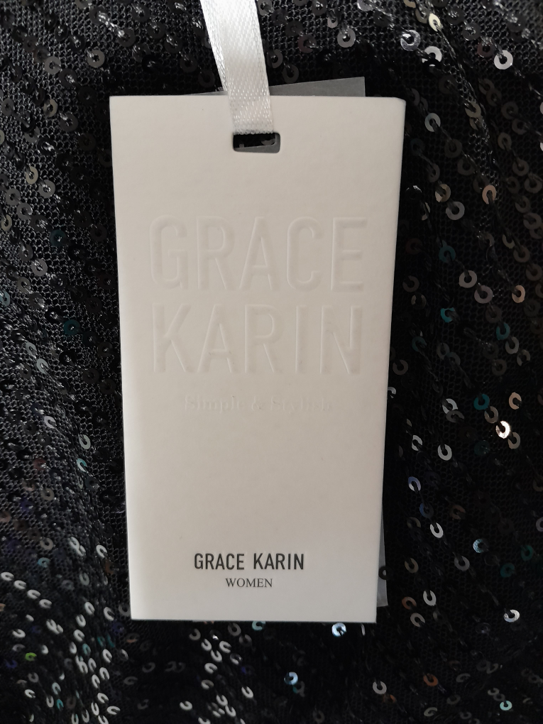 Grace Karin Black Sequined Dress with Tie - photo 3