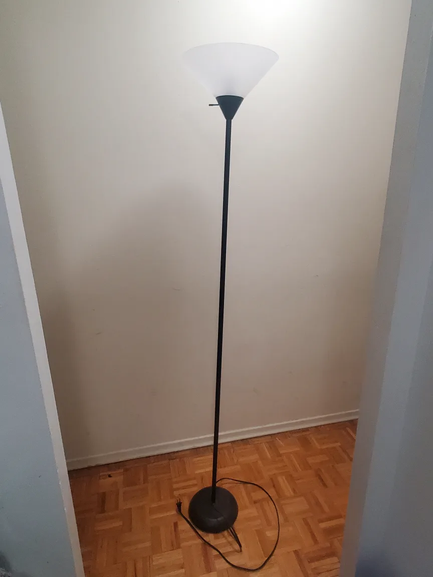 Black Floor Lamp with White Shade thumbnail