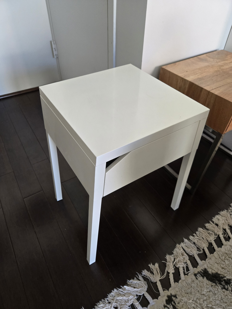 White Nightstand with Drawer