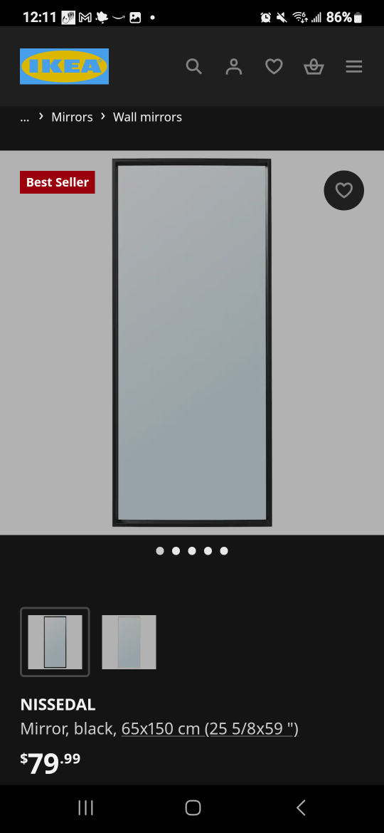 IKEA NISSEDAL Full length Mirror - Black - photo 2