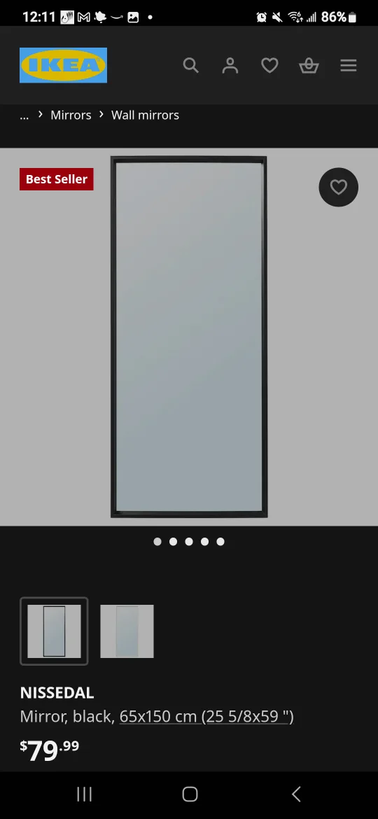 IKEA NISSEDAL Full length Mirror - Black image indicator(2)