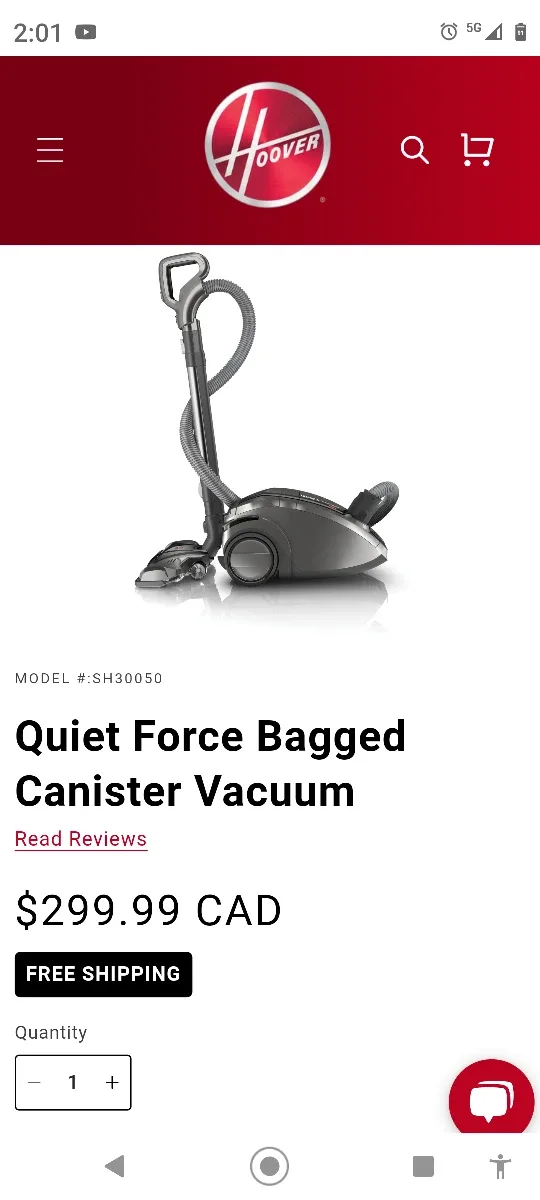 Hoover Quiet Performance Bagged Canister Vacuum image indicator(5)