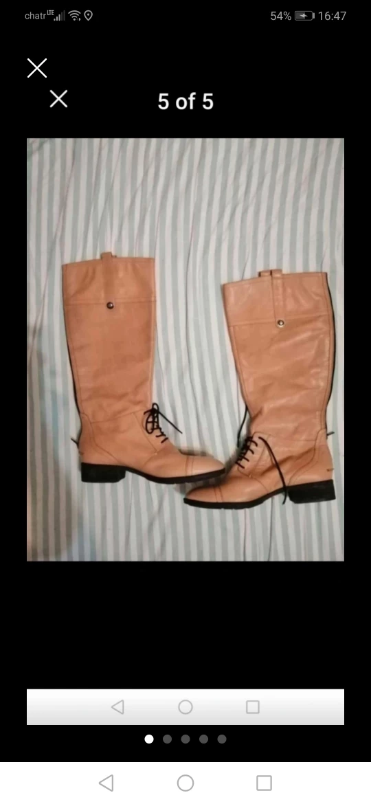 Tan Leather Knee-High Boots - photo 2