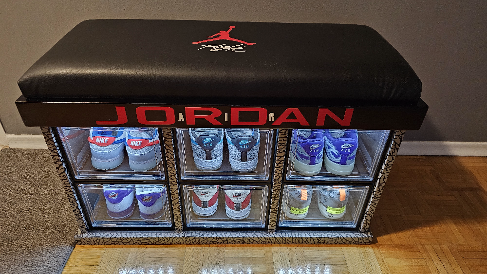 AIR JORDAN SNEAKER STORAGE BENCH ONLY $250