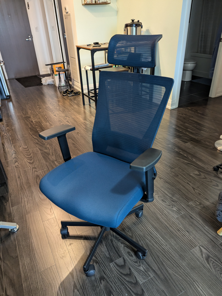 Blue Mesh Office Chair with Headrest
