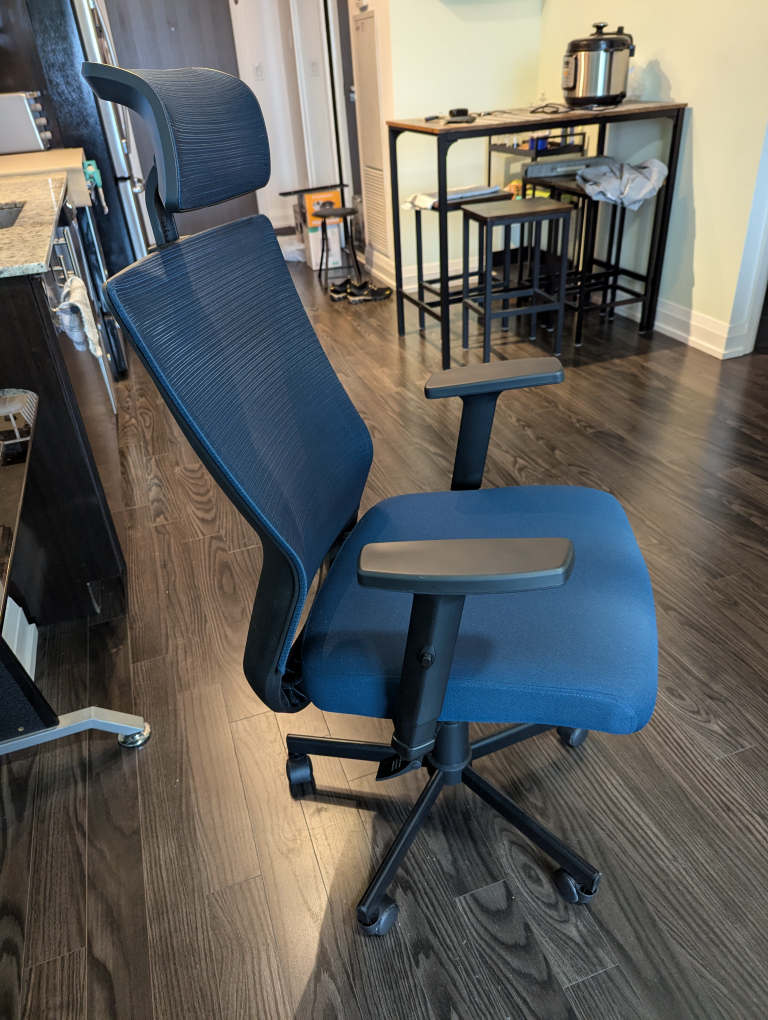 Blue Mesh Office Chair with Headrest - photo 2