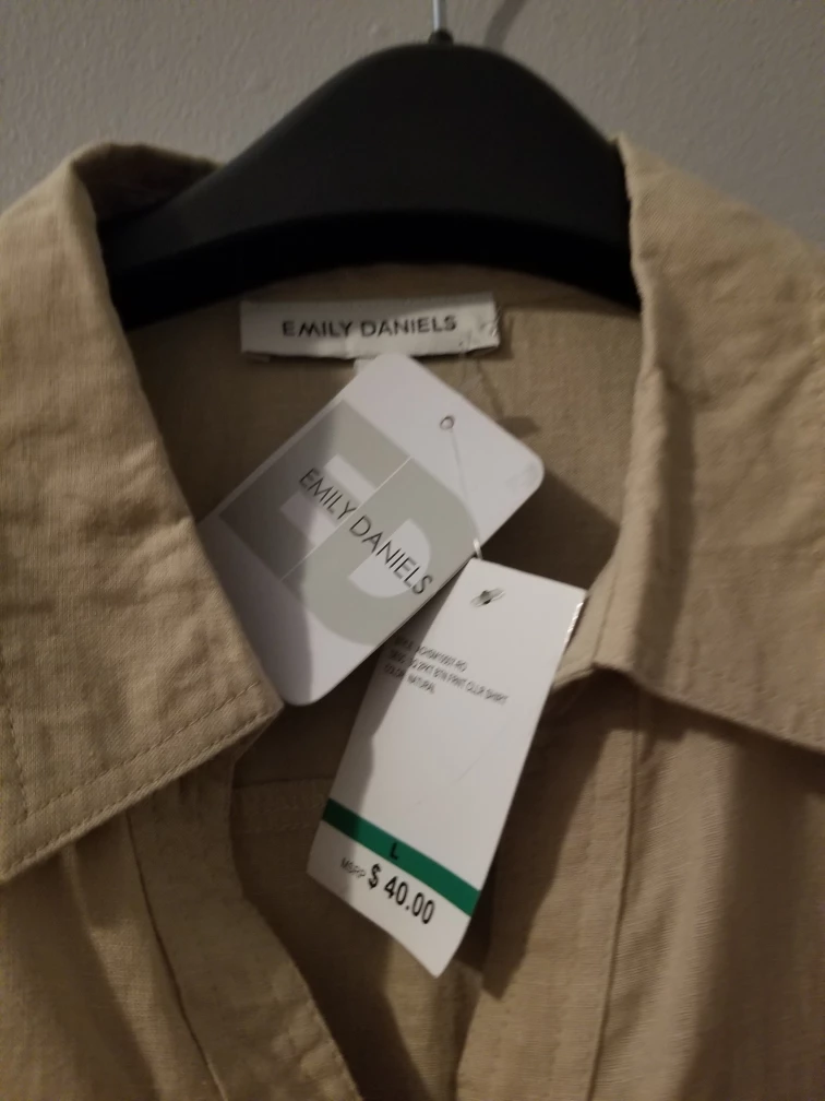 Emily Daniels Beige Long Sleeve Button Down Shirt - photo 2