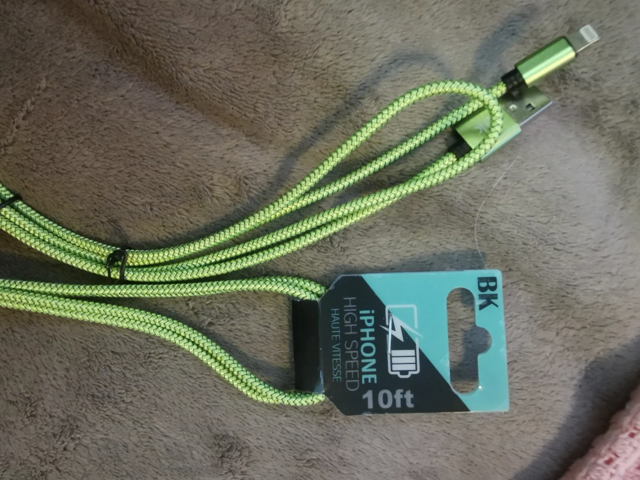 🧡 10ft Green Braided iPhone Charging Cable