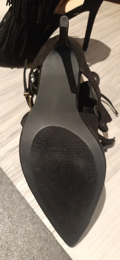 Black Suede Buckle Fringe Booties NEW image indicator(3)