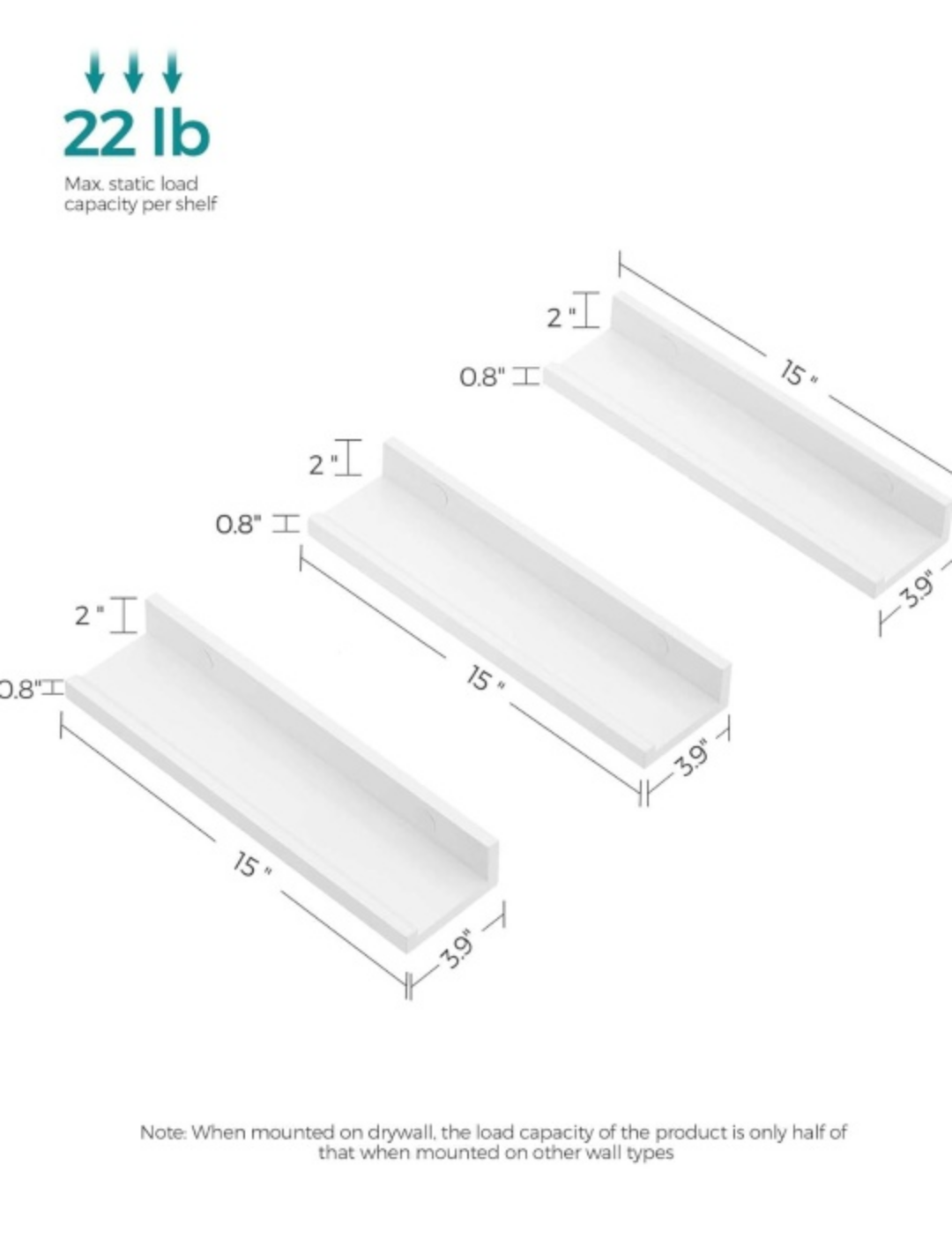 SONGMICS White Floating Shelves Set of 3 - photo 2