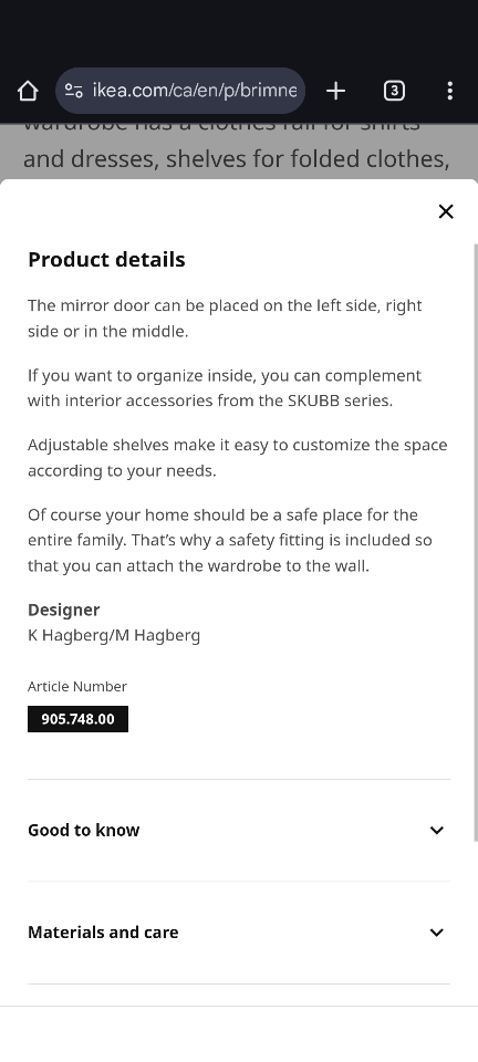 IKEA BRIMNES Wardrobe with Mirror - photo 3