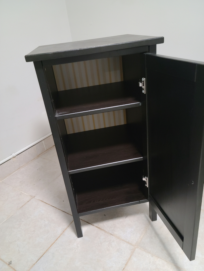 Black nightstand with door and shelves - photo 2