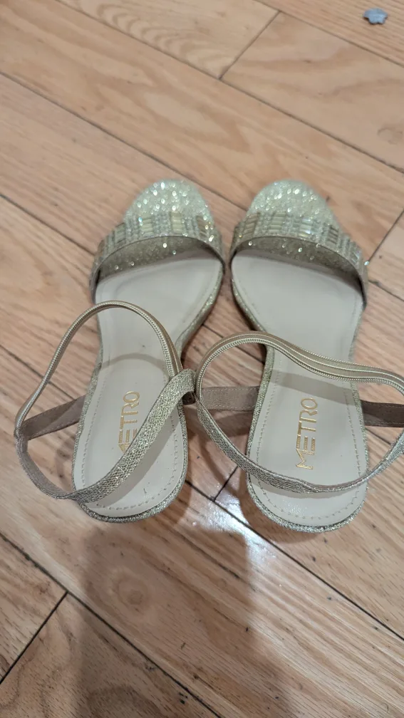 Gold Glitter Strappy Heels image indicator(2)