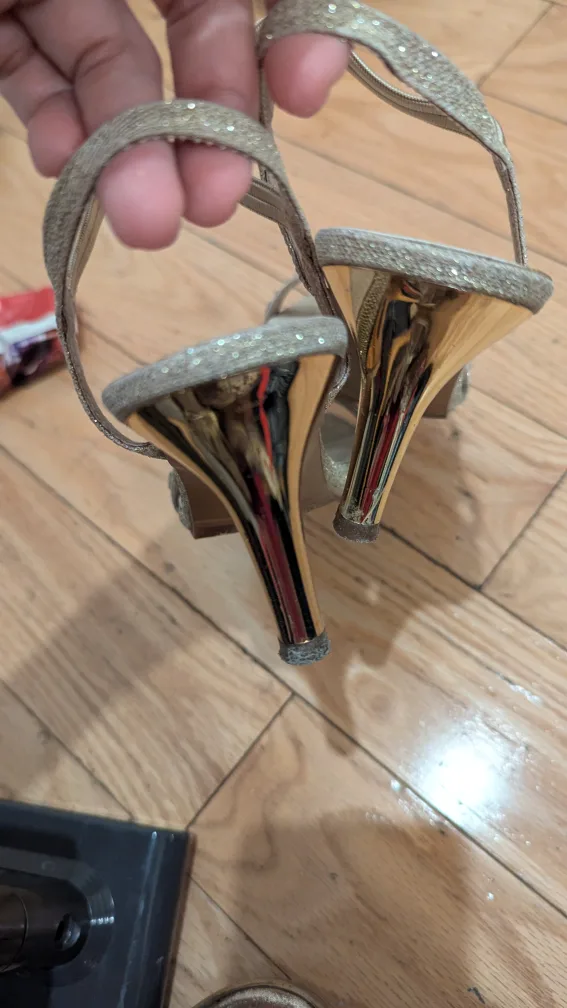 Gold Glitter Strappy Heels image indicator(3)