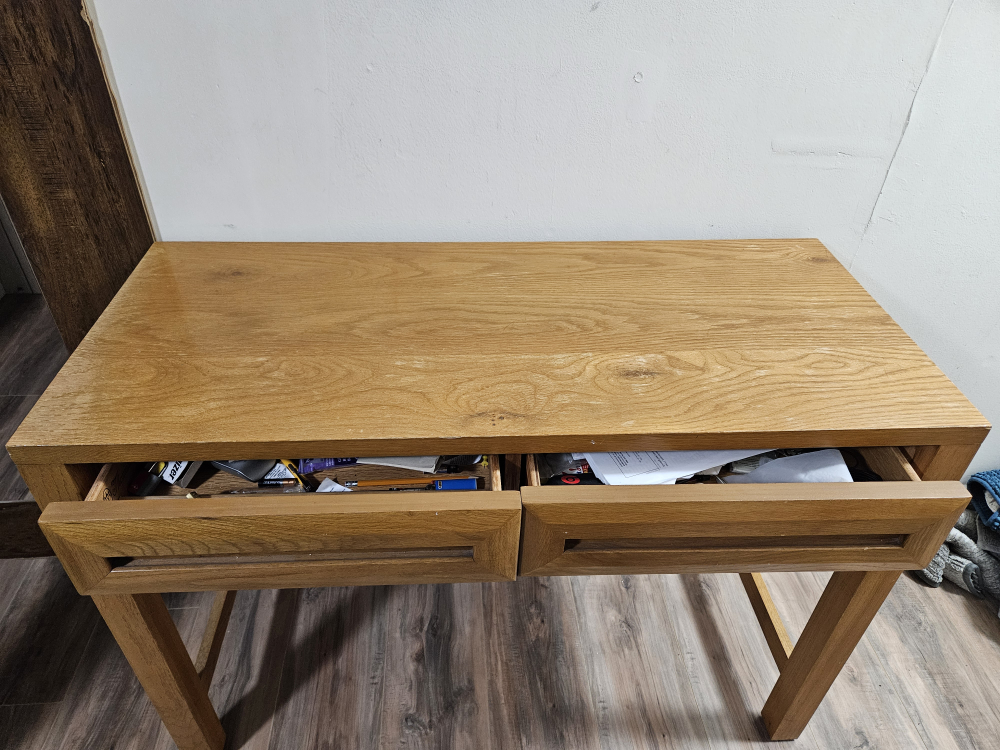 Wooden Table with two drawers