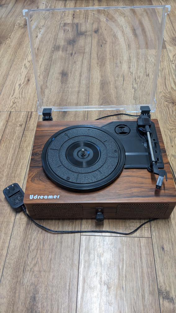 Udreamer Turntable Record Player w/ Built-in Speakers, Bluetooth