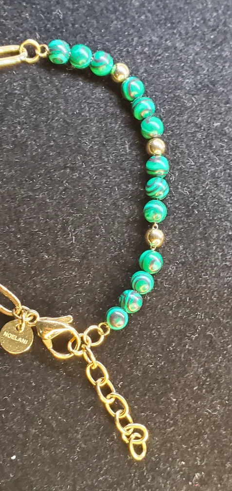 Gold Chain Malachite Bracelet image indicator(2)