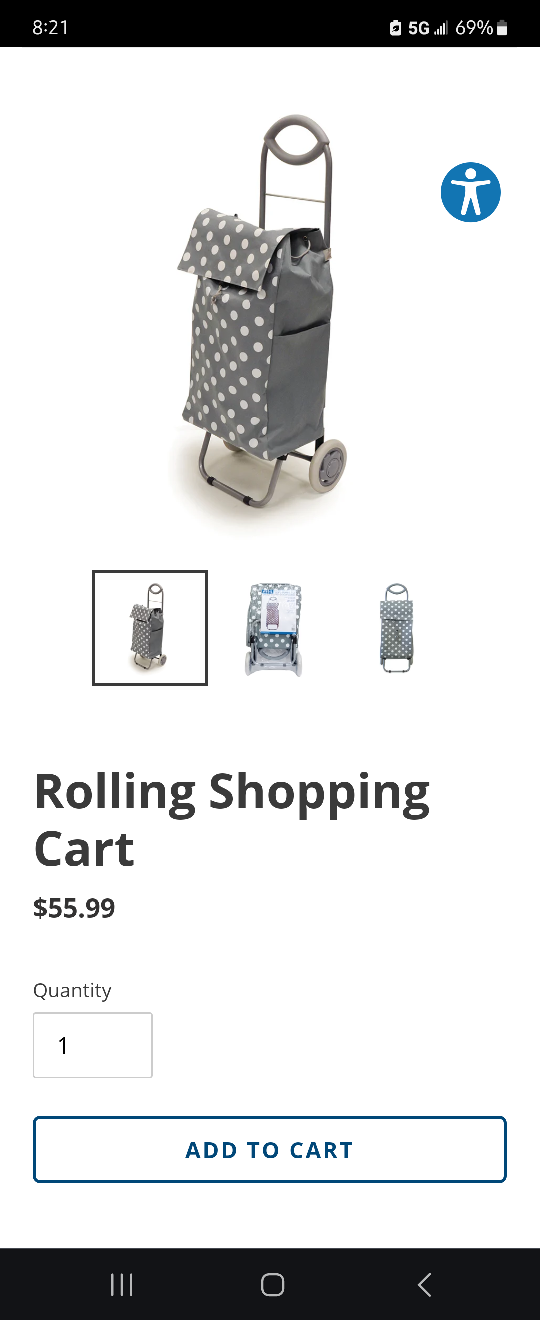 Grey and White Polka Dot Rolling Shopping Cart - photo 2