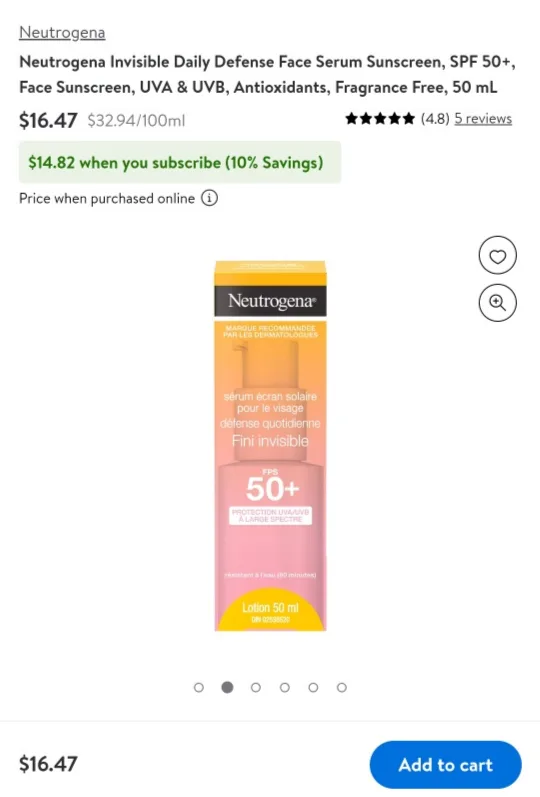 Neutrogena Invisible Daily Defense Face Serum Sunscreen SPF 50+ image indicator(2)