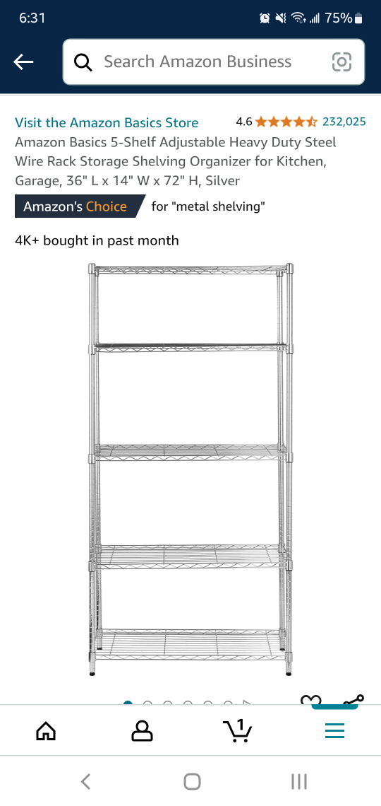 Amazon Basics 5-Shelf Adjustable Heavy Duty Steel Wire Rack - photo 2
