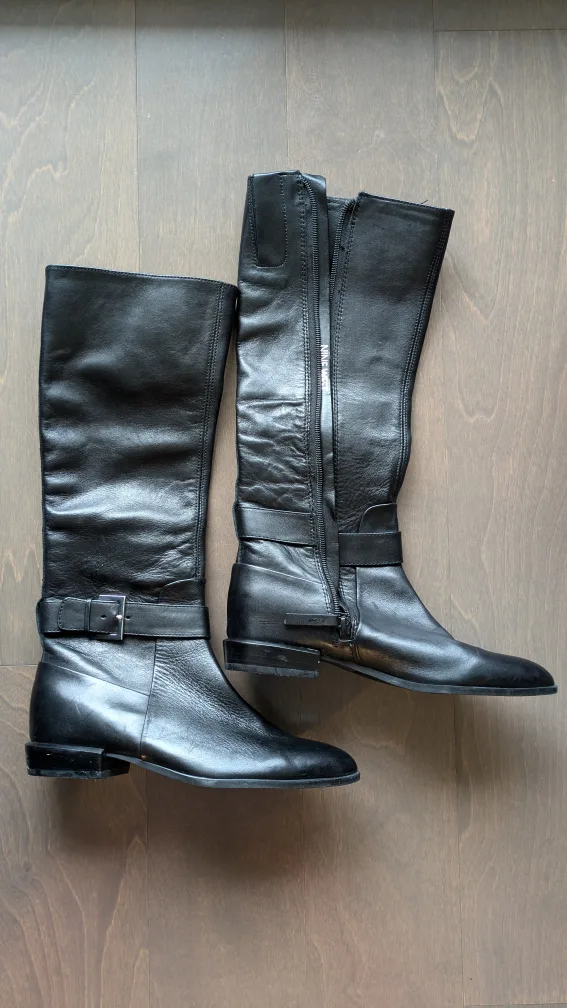 NEW Nine West Diablo Leather Zip Up High Riding Boots image indicator(4)