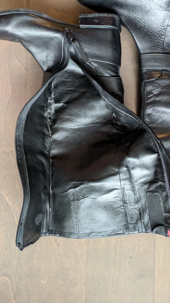 NEW Nine West Diablo Leather Zip Up High Riding Boots image indicator(6)