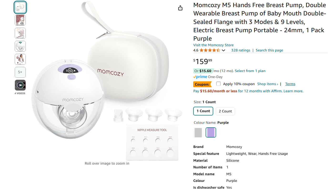 Momcozy M5 Hands Free Breast Pump, BNIB - photo 2