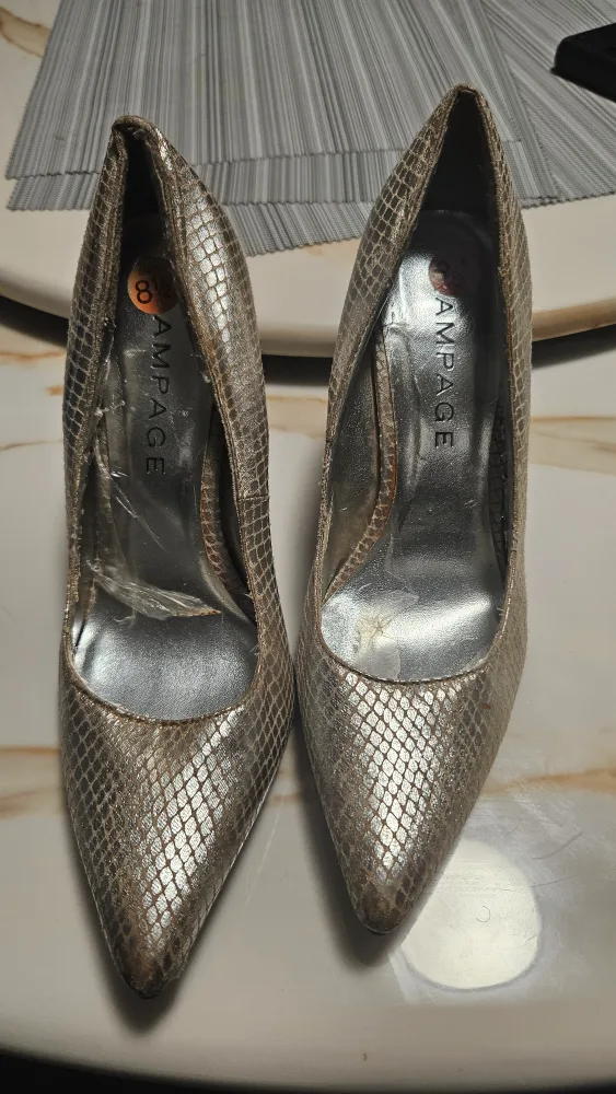 Women's Silver Snake-Skin Pumps thumbnail