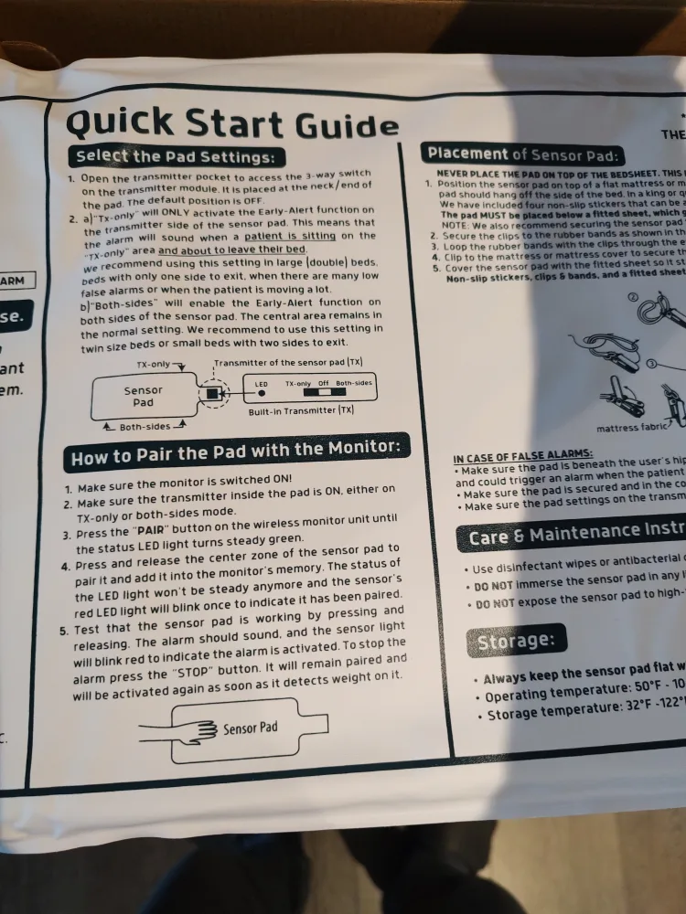 Lunderg Early-Alert Bed Alarm Sensor Pad image indicator(4)