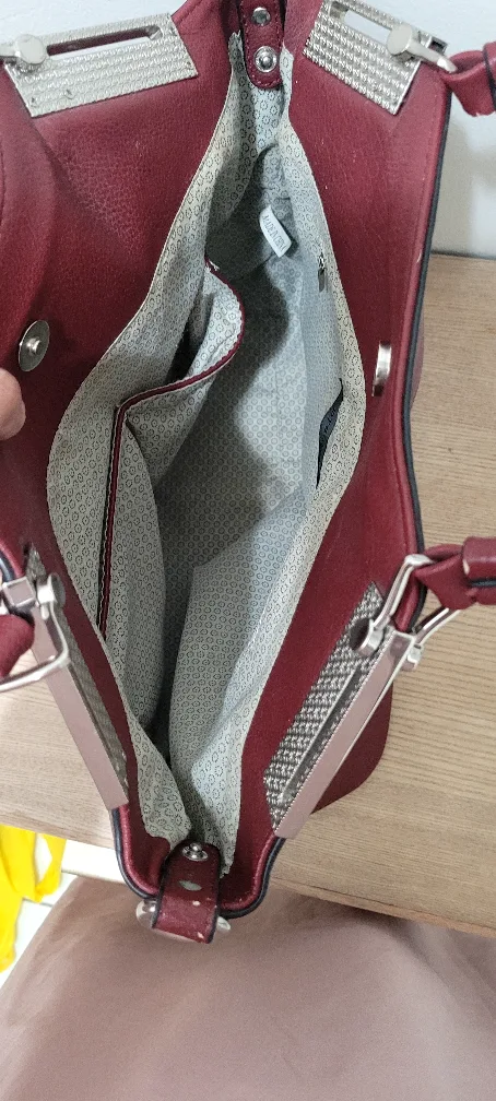 Burgundy Handbag with Silver Hardware image indicator(2)