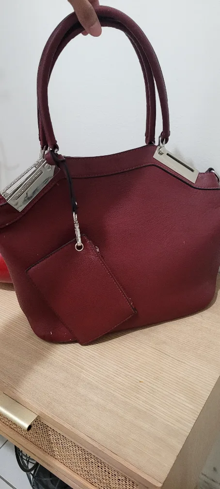 Burgundy Handbag with Silver Hardware image indicator(4)