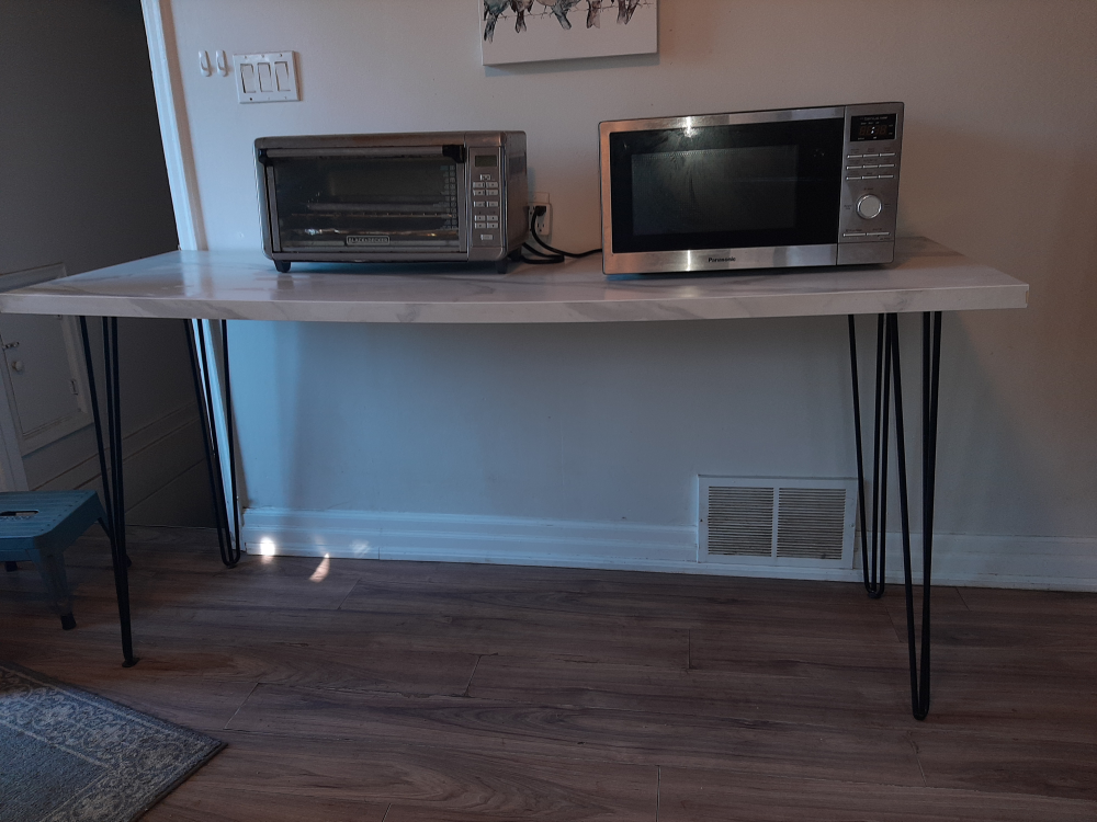 Marble (hardwood) Countertop Table with hairpin legs