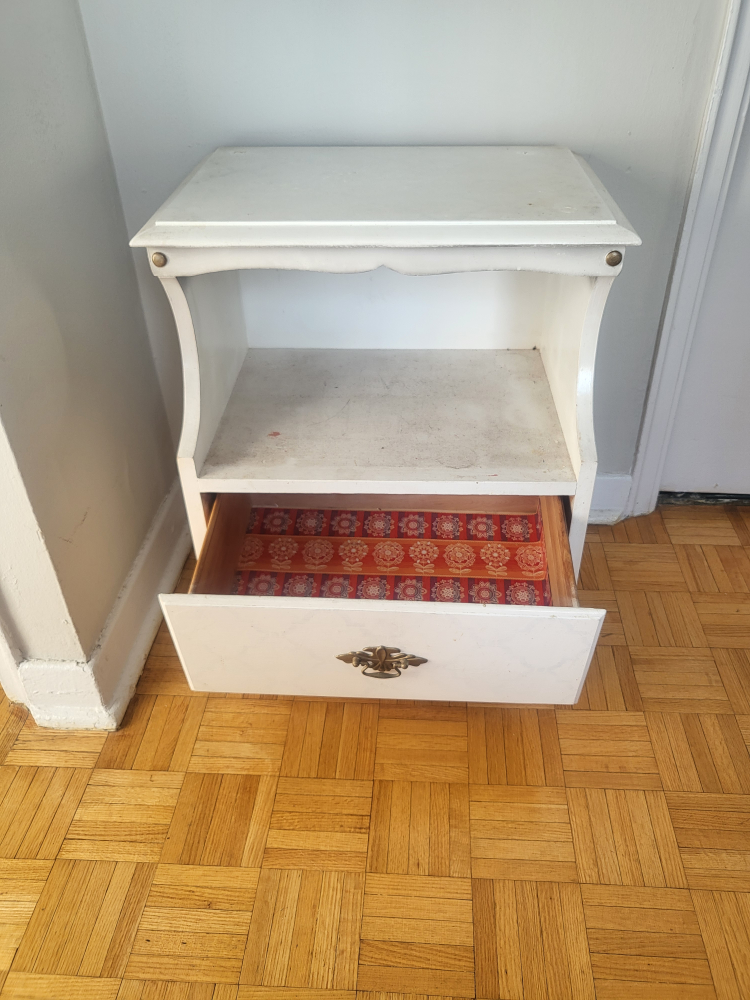 White Nightstand with Drawer and Shelf - photo 2