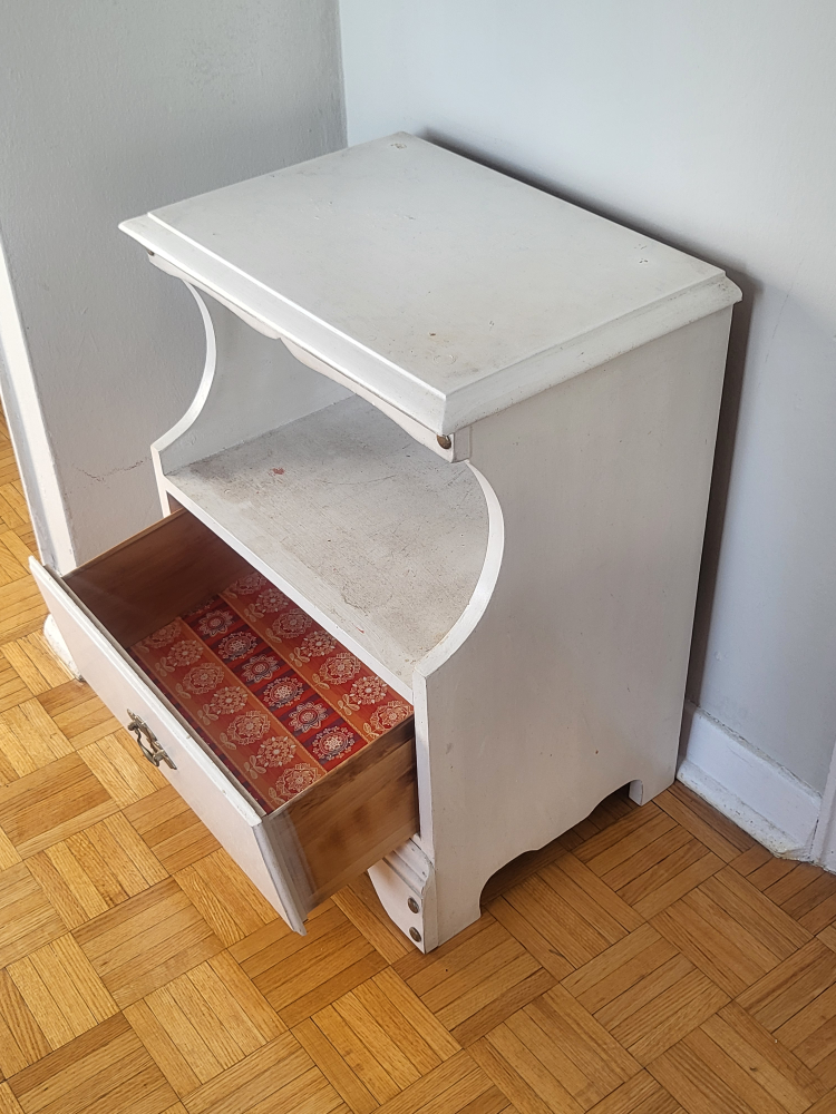 White Nightstand with Drawer and Shelf - photo 3