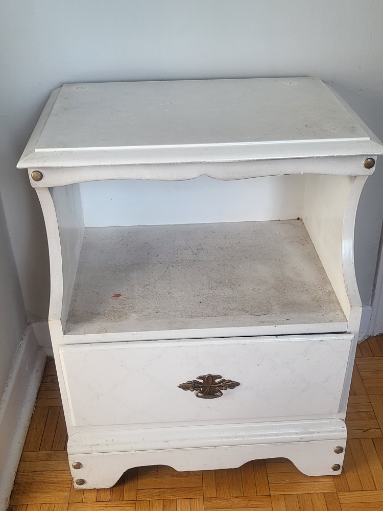 White Nightstand with Drawer and Shelf - photo 4
