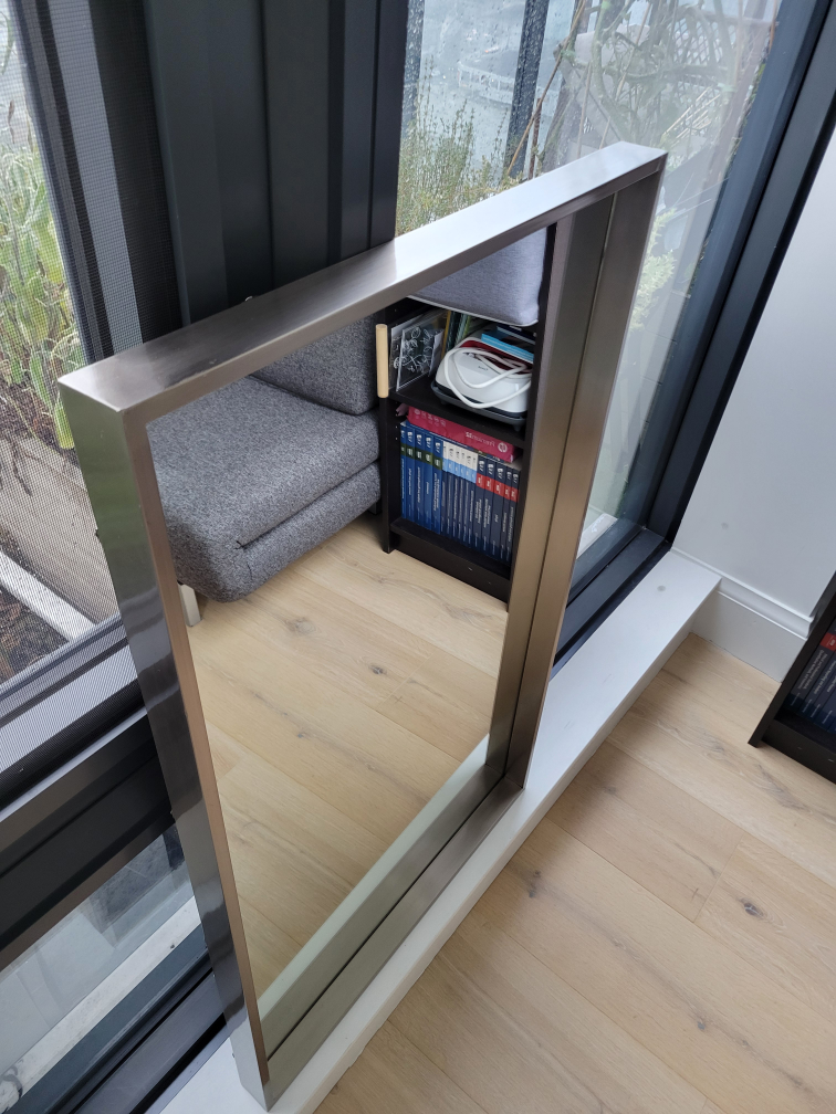 Large Brushed Nickel Wall Mirror - photo 2