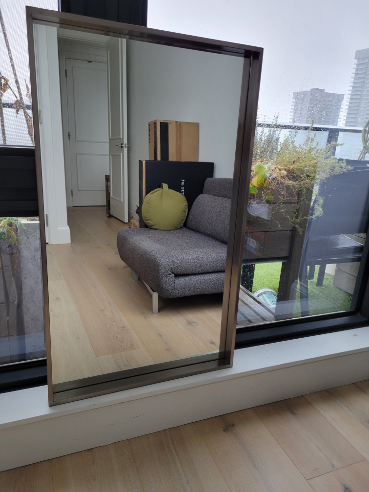 Large Brushed Nickel Wall Mirror - photo 3