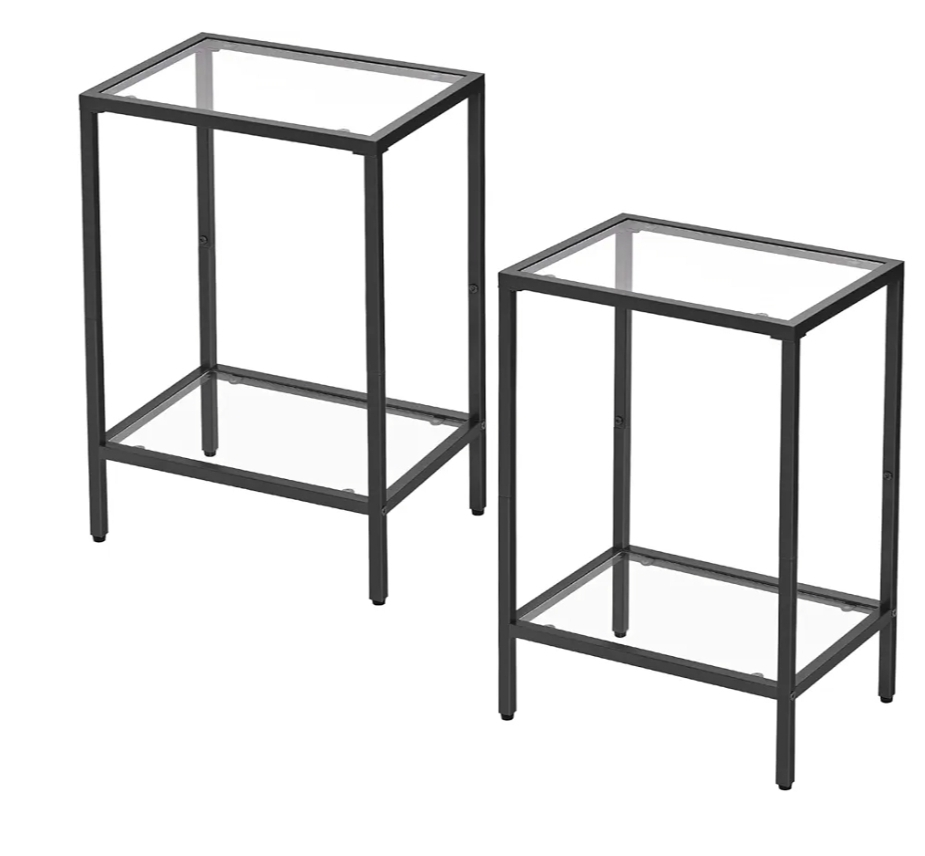 Set of 2 End Tables with Tempered Glass Top - photo 3