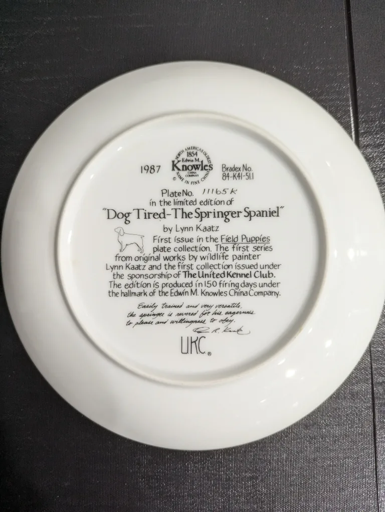 1987 Dog Tired-The Springer Spaniel Collector Plate image indicator(2)