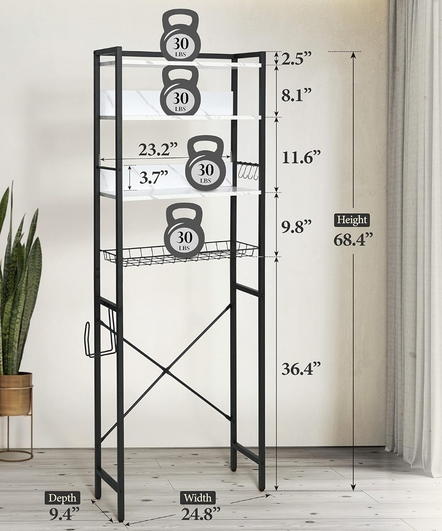 Over The Toilet Storage Shelf Bathroom Organizer - photo 2