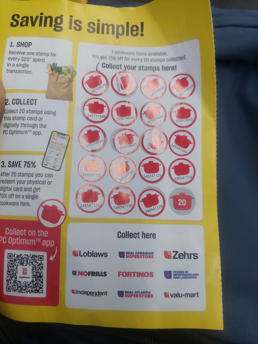 PC Optimum Stamps Card