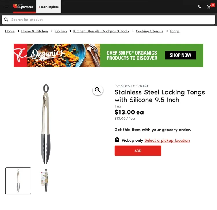 President's Choice Stainless Steel Locking Tongs 🥕 image indicator(4)