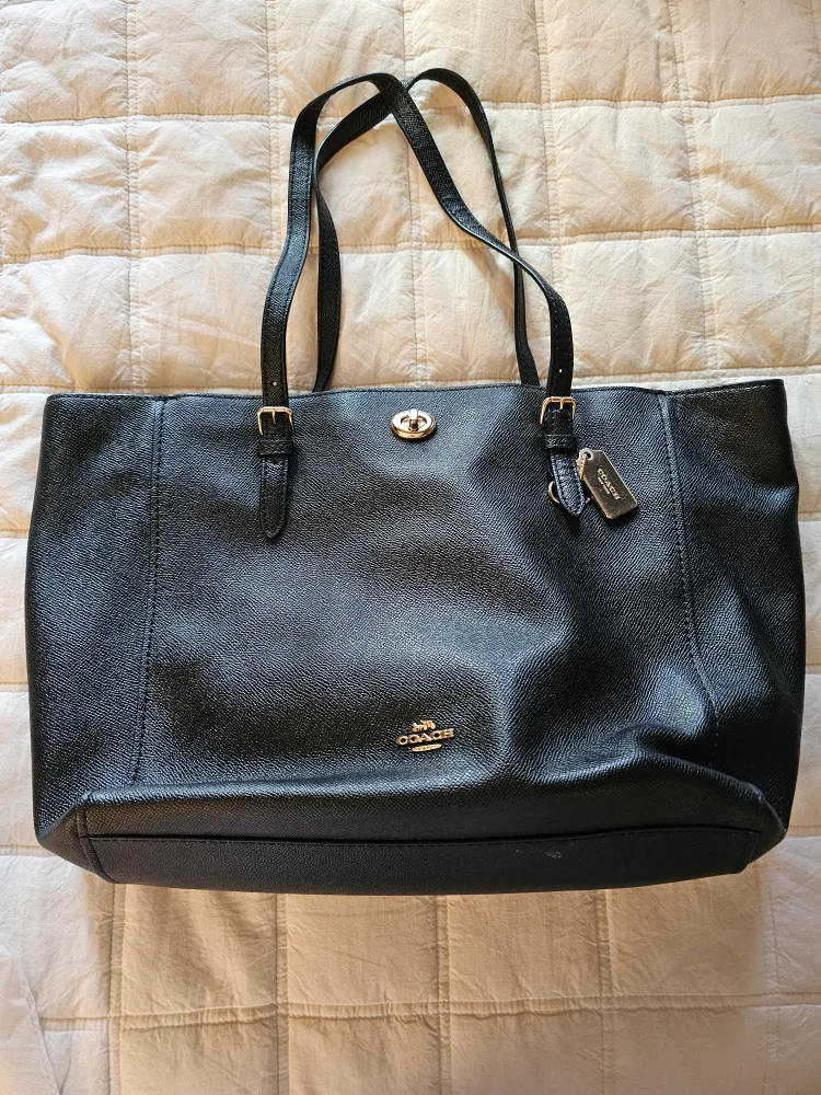 Coach Black Leather Tote Bag thumbnail