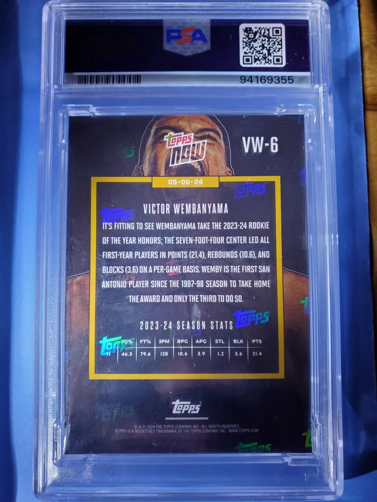 Victor Wembanyama PSA 10 (RC) Topps Now image indicator(2)
