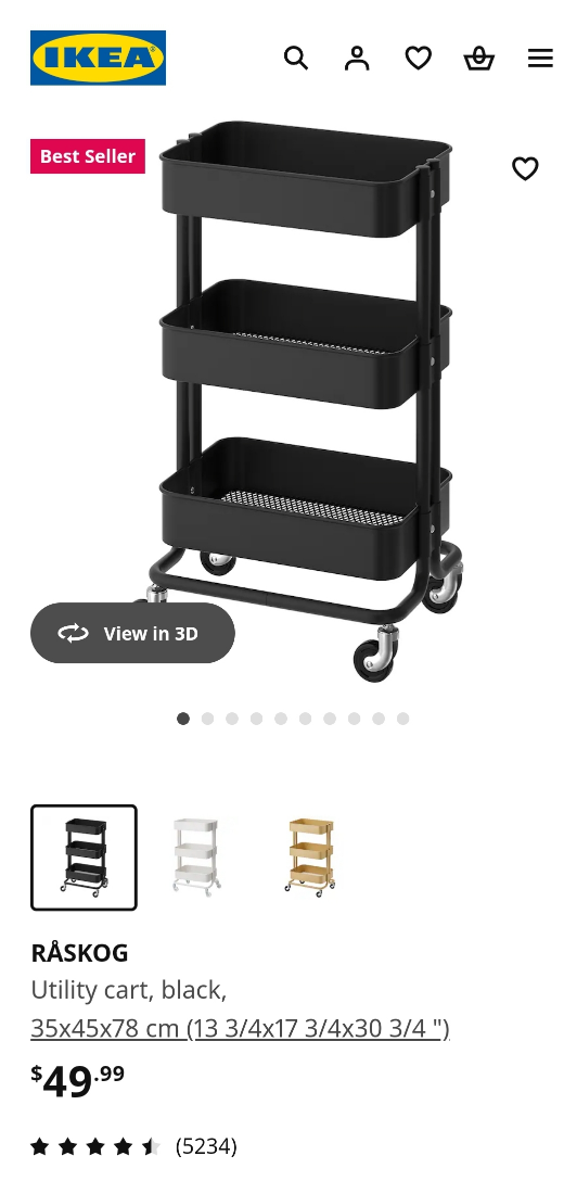 IKEA RÅSKOG Utility Cart - Black - photo 2