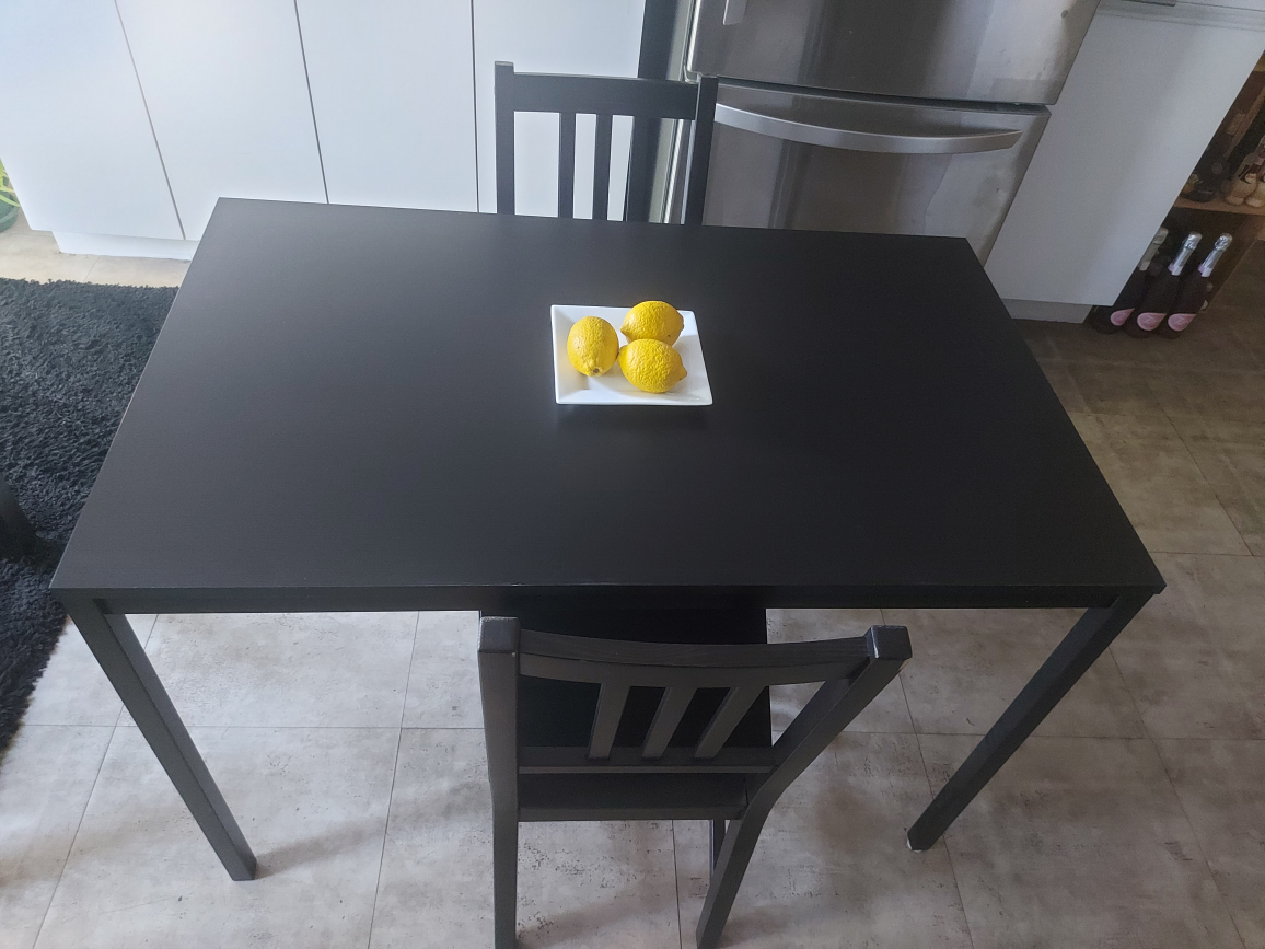 Black IKEA Kitchen Table & Two Chairs Set