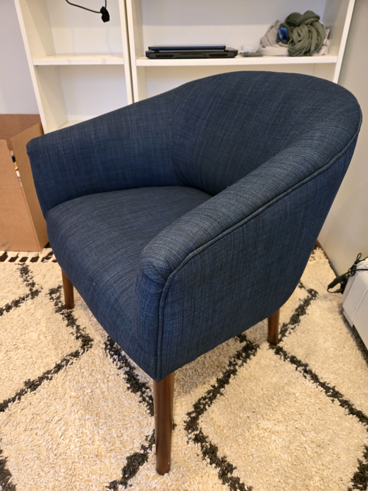 Blue Armchair with Wood Legs - photo 2